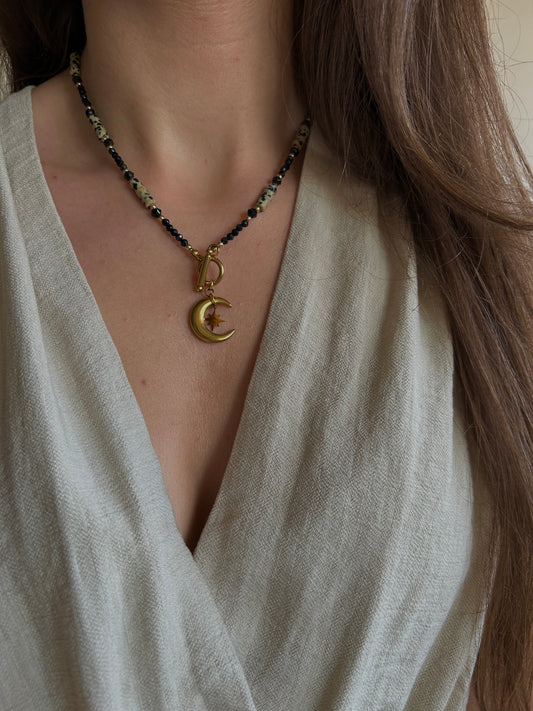 Naszyjnik SPINEL | JASPIS DALMATŃSKI modelak