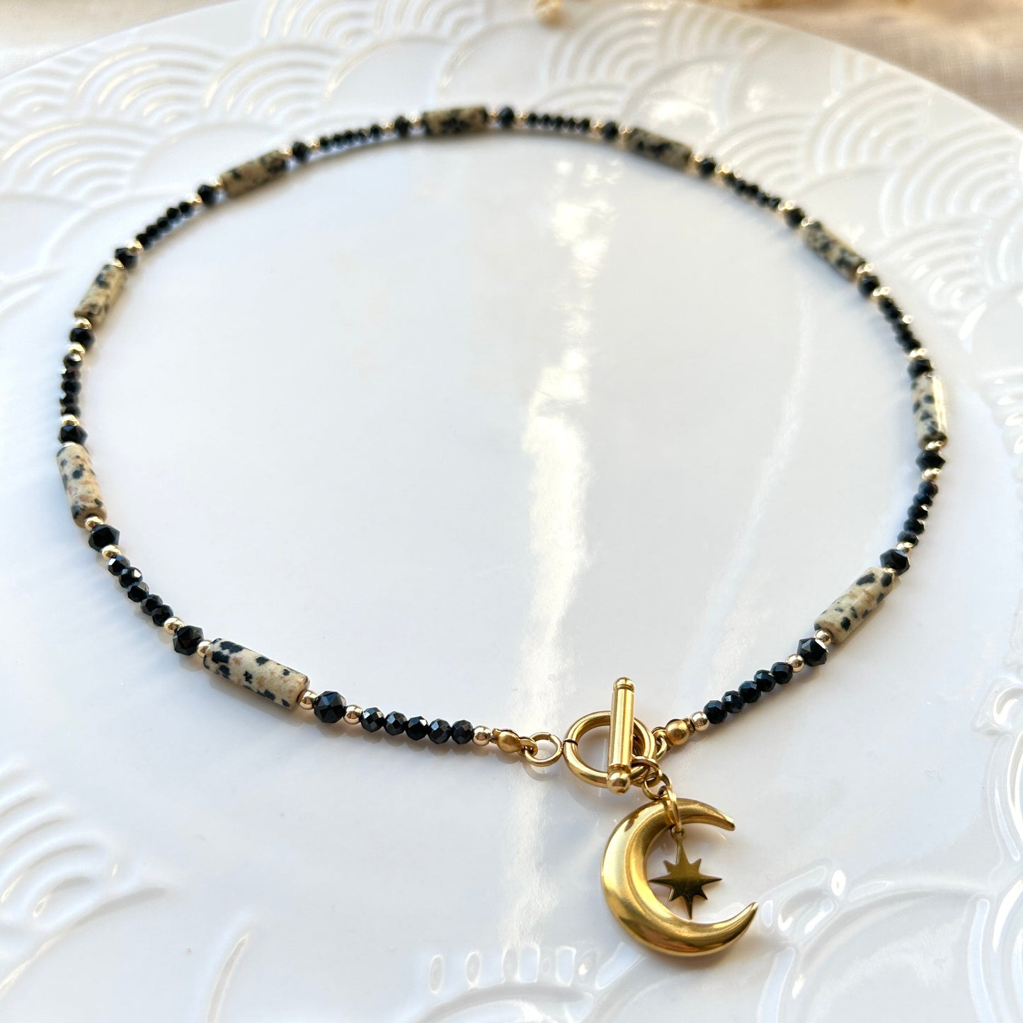 Naszyjnik SPINEL | JASPIS DALMATŃSKI