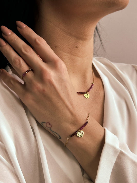 Bransoletka z rubinu i granatu modelka